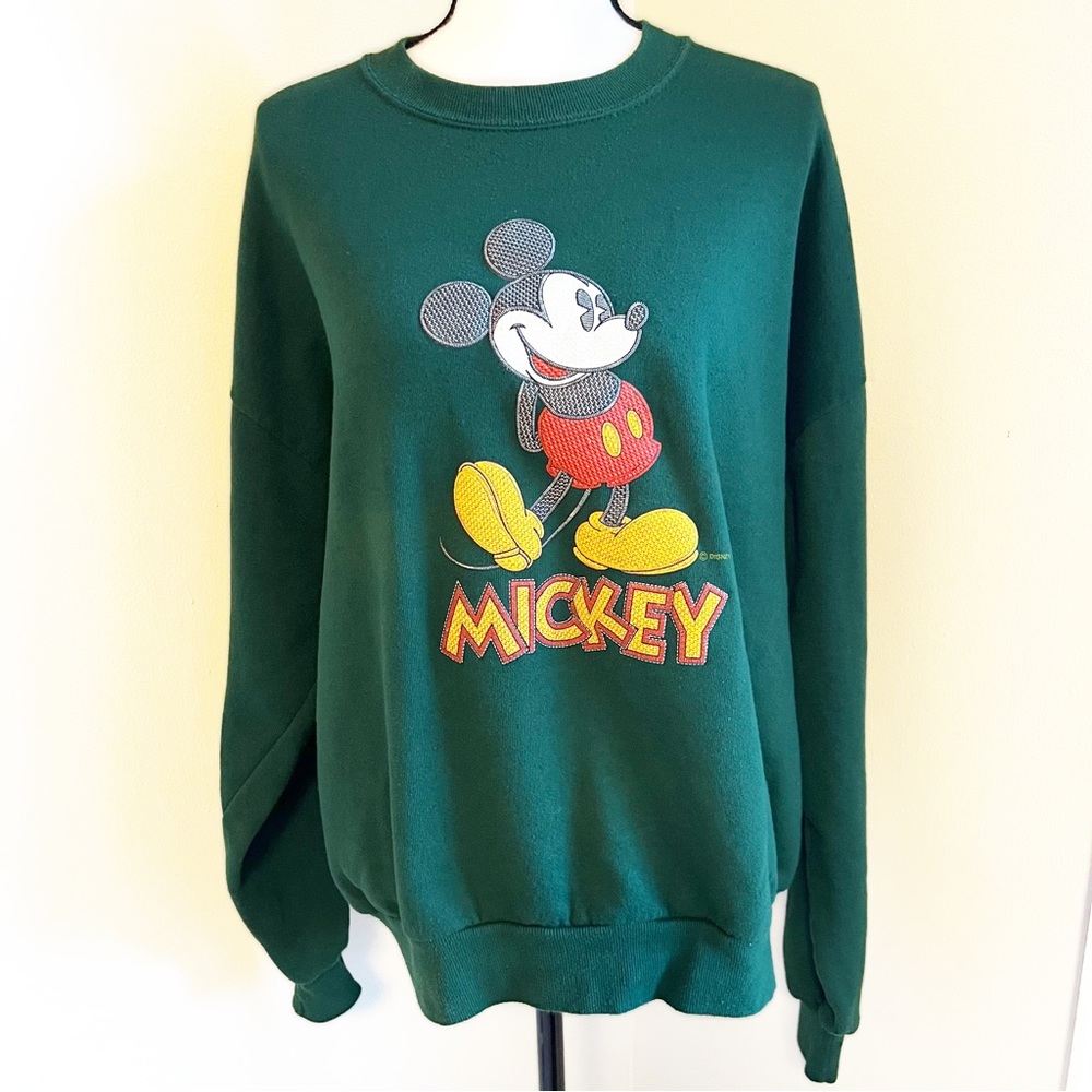 Vintage Mickey Mouse Green Sweatshirt